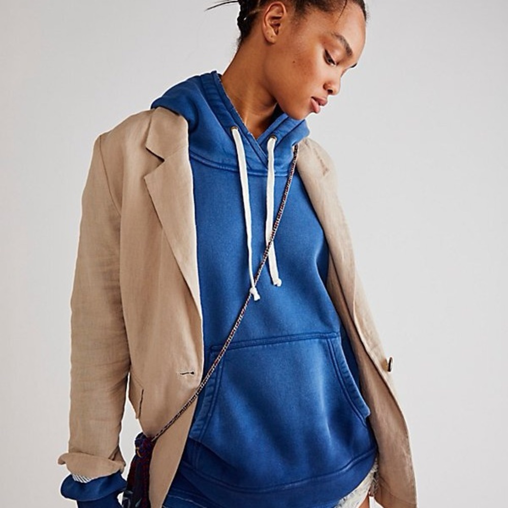 NWOT Free People Zuma Hooded Sweatshirt in lilac, size M.
